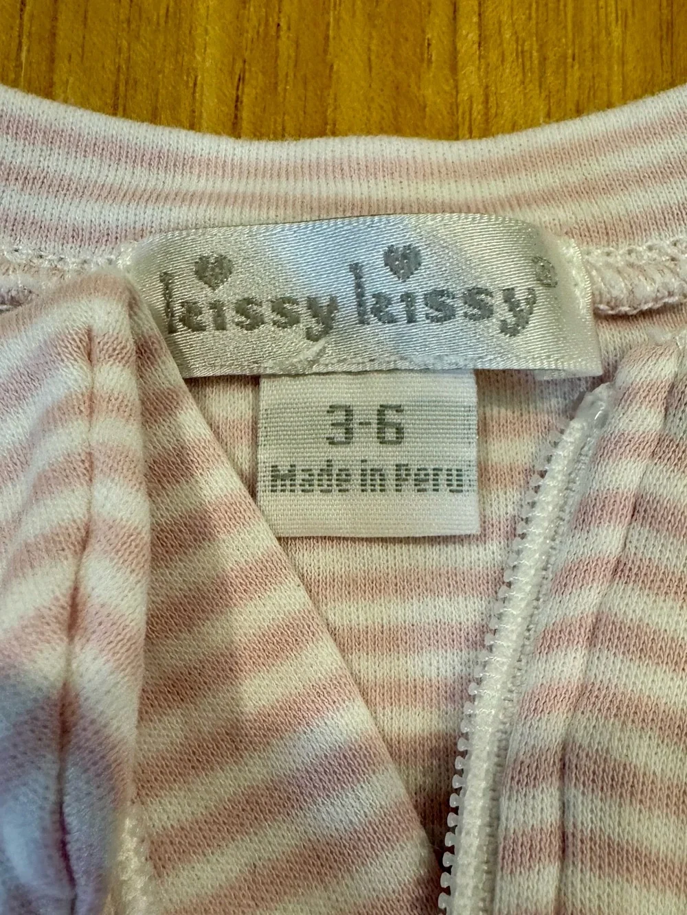 Kissy Kissy Pima Cotton Pink & White Striped Footed Zipper Onesie, size 3-6m